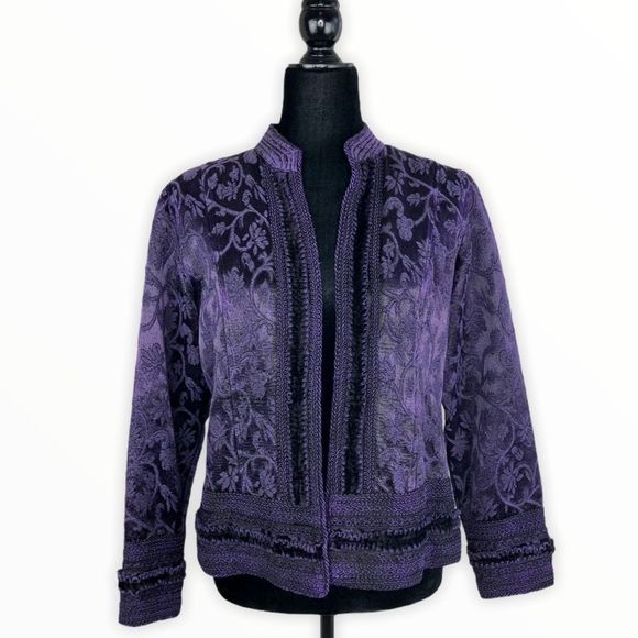Coldwater Creek Jackets & Blazers - Coldwater Creek Rich Purple Tapestry Brocade Jacket size Petite Medium